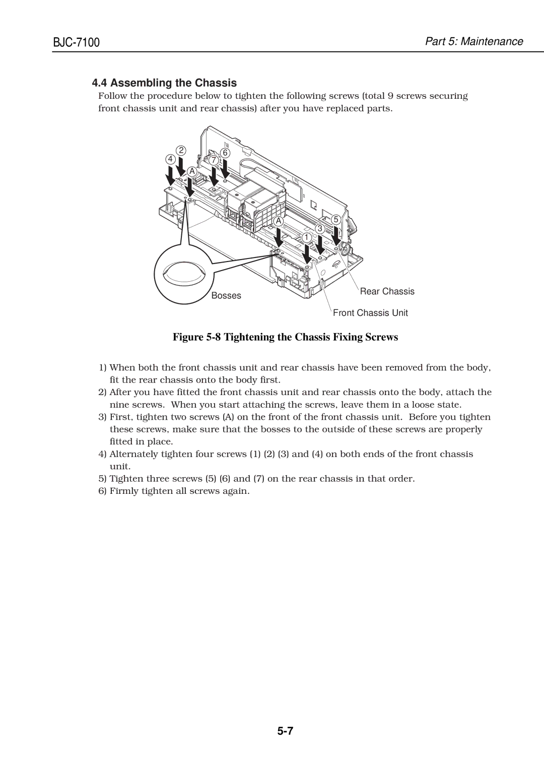 Canon QY8-1360-000 manual Assembling the Chassis, Bosses Rear Chassis Front Chassis Unit 