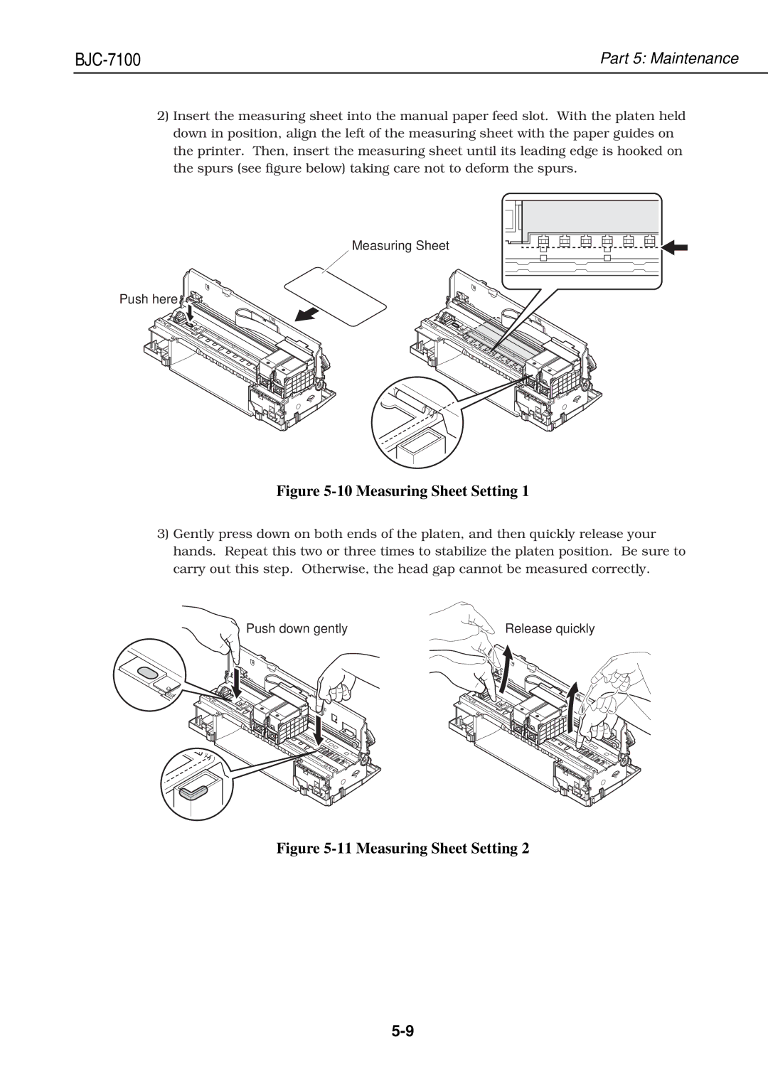 Canon QY8-1360-000 manual Measuring Sheet Push here, Push down gently Release quickly 