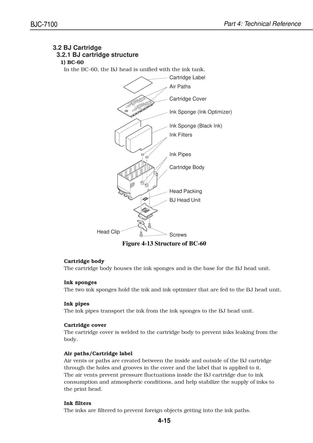 Canon QY8-1360-000 manual BJ Cartridge BJ cartridge structure 