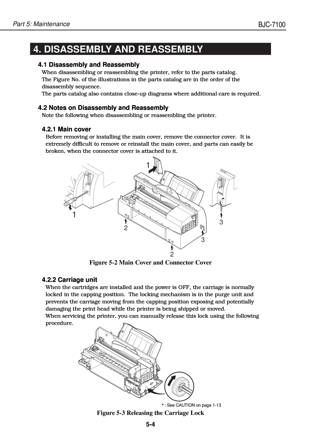 Canon QY8-1360-000 manual Disassembly And Reassembly, Notes on Disassembly and Reassembly, Main cover, Carriage unit 
