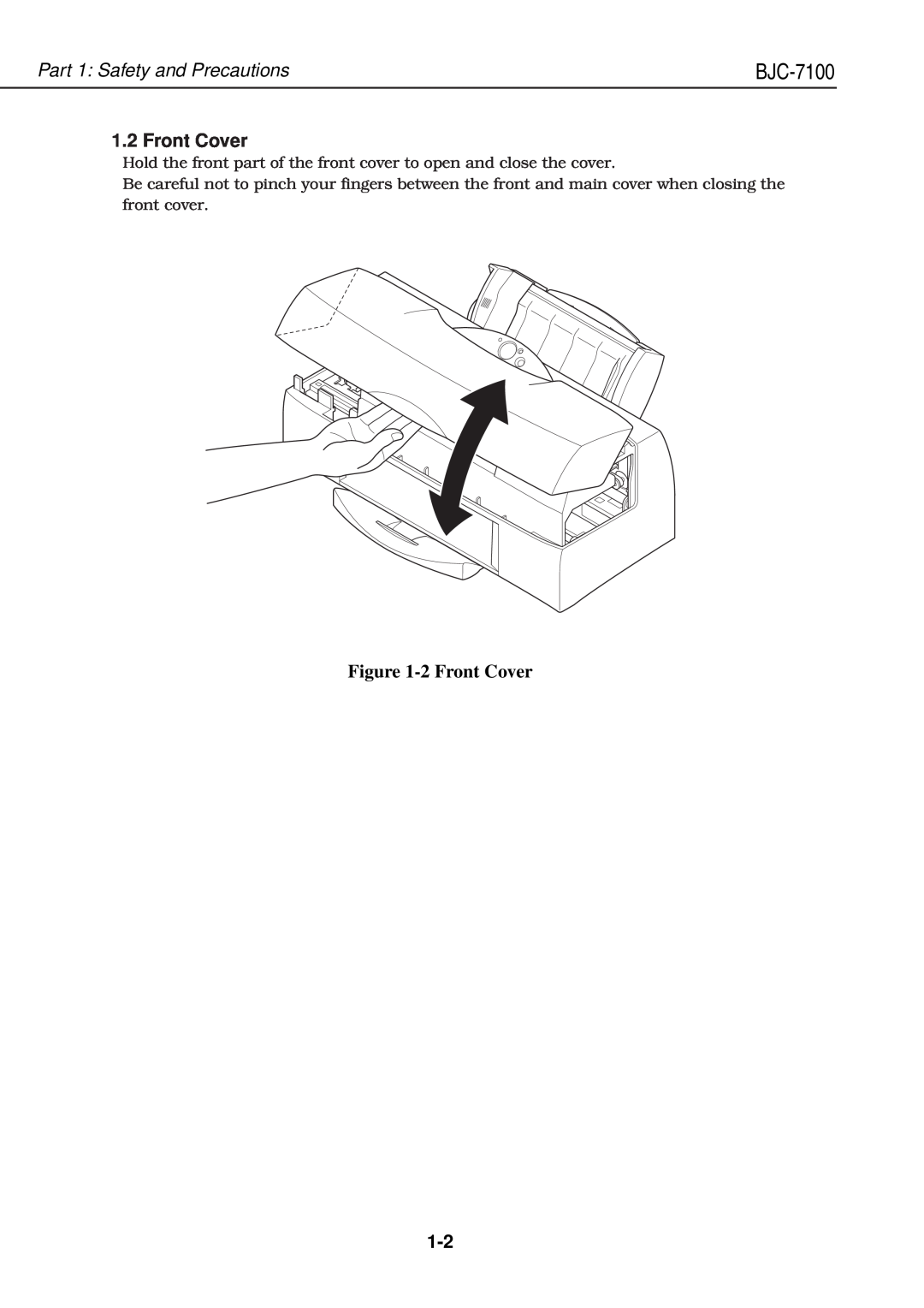 Canon QY8-1360-000 manual 2 Front Cover, BJC-7100, Part 1 Safety and Precautions 