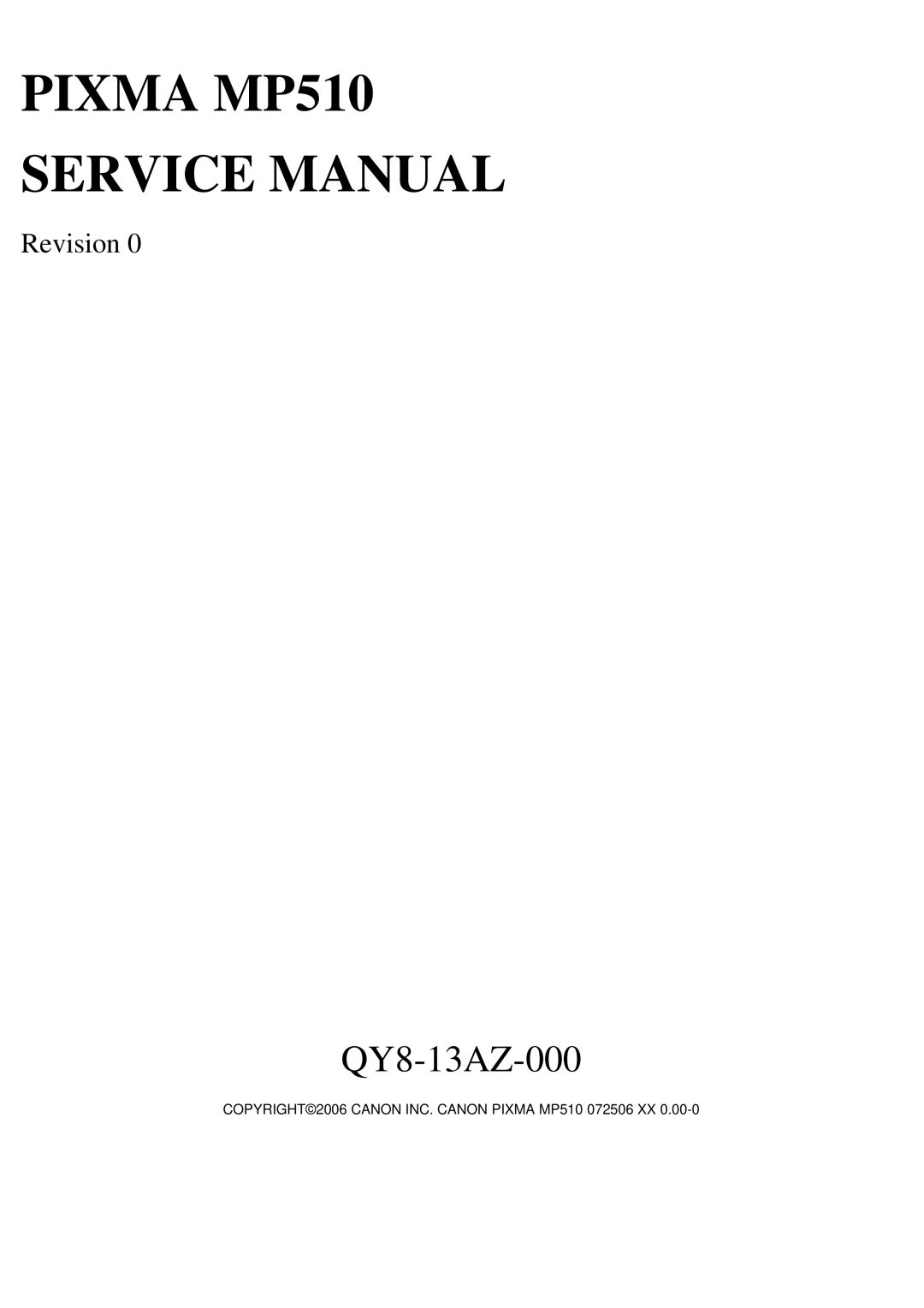 Canon qy8-13az-000 service manual Pixma MP510 