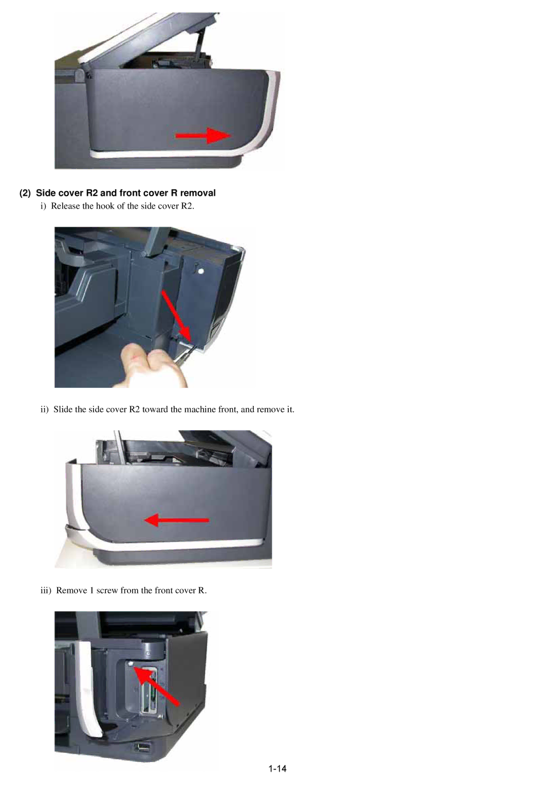 Canon qy8-13az-000 service manual Side cover R2 and front cover R removal 