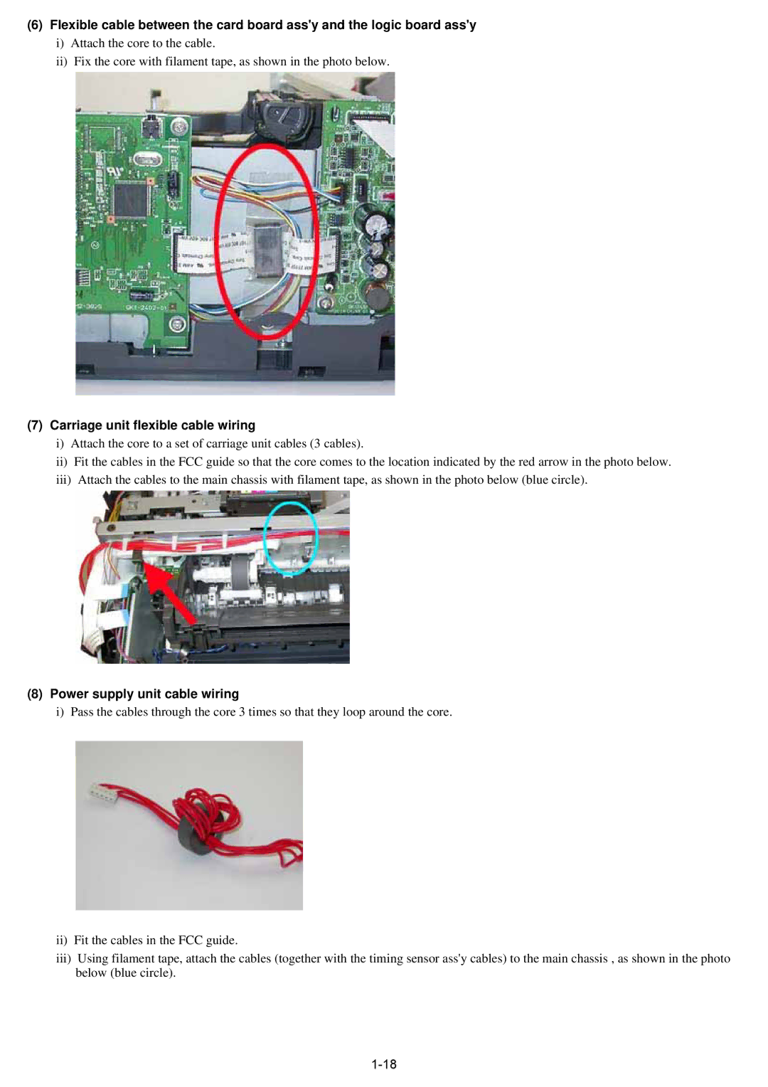 Canon qy8-13az-000 service manual Carriage unit flexible cable wiring, Power supply unit cable wiring 