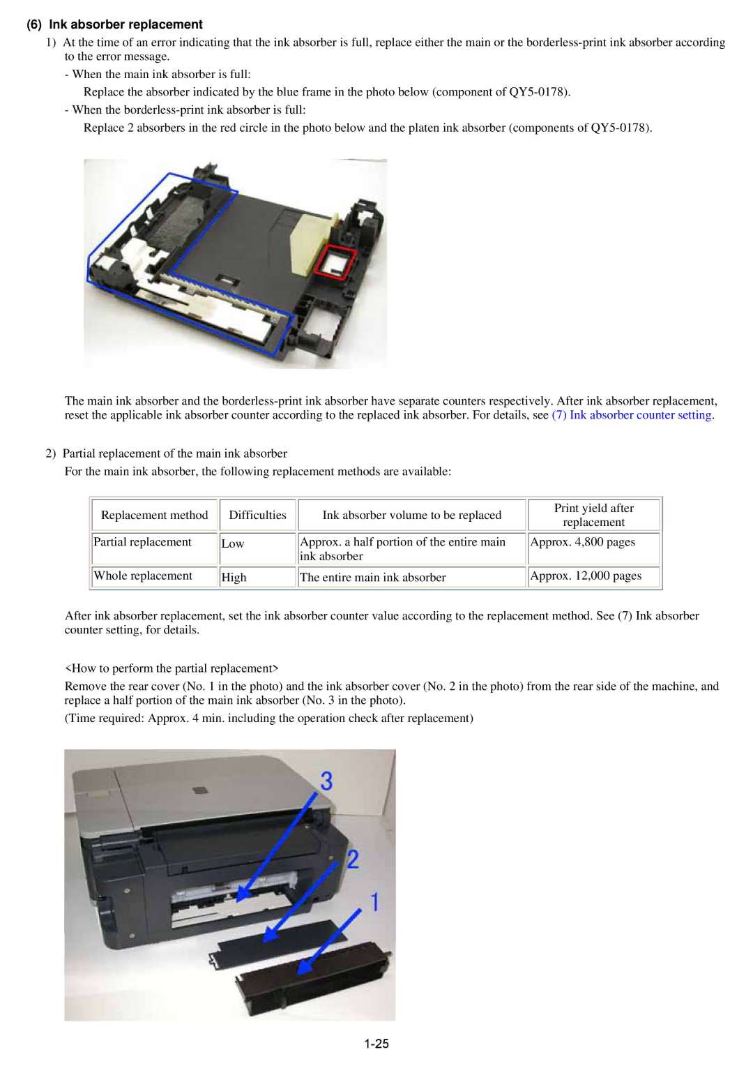 Canon qy8-13az-000 service manual Ink absorber replacement 