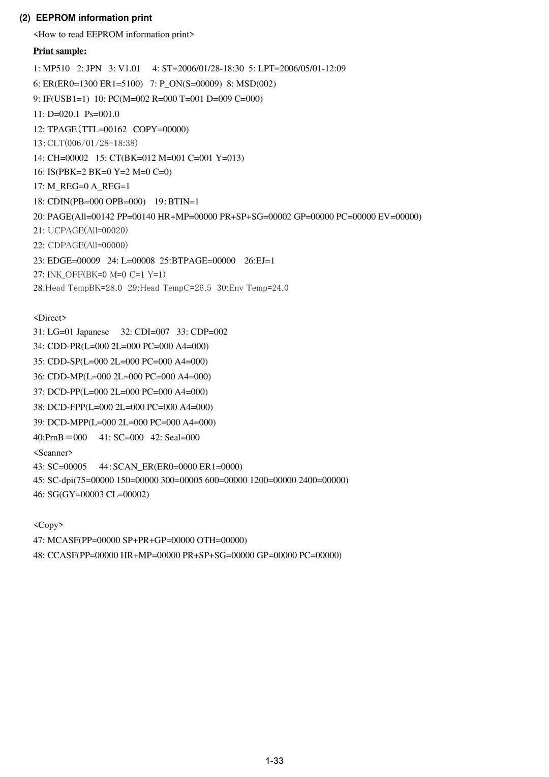 Canon qy8-13az-000 service manual Eeprom information print, Print sample 