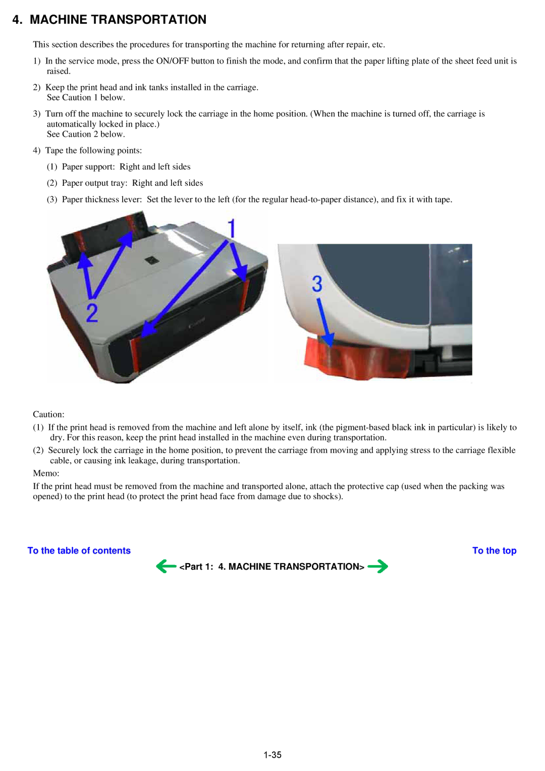 Canon qy8-13az-000 service manual Machine Transportation 