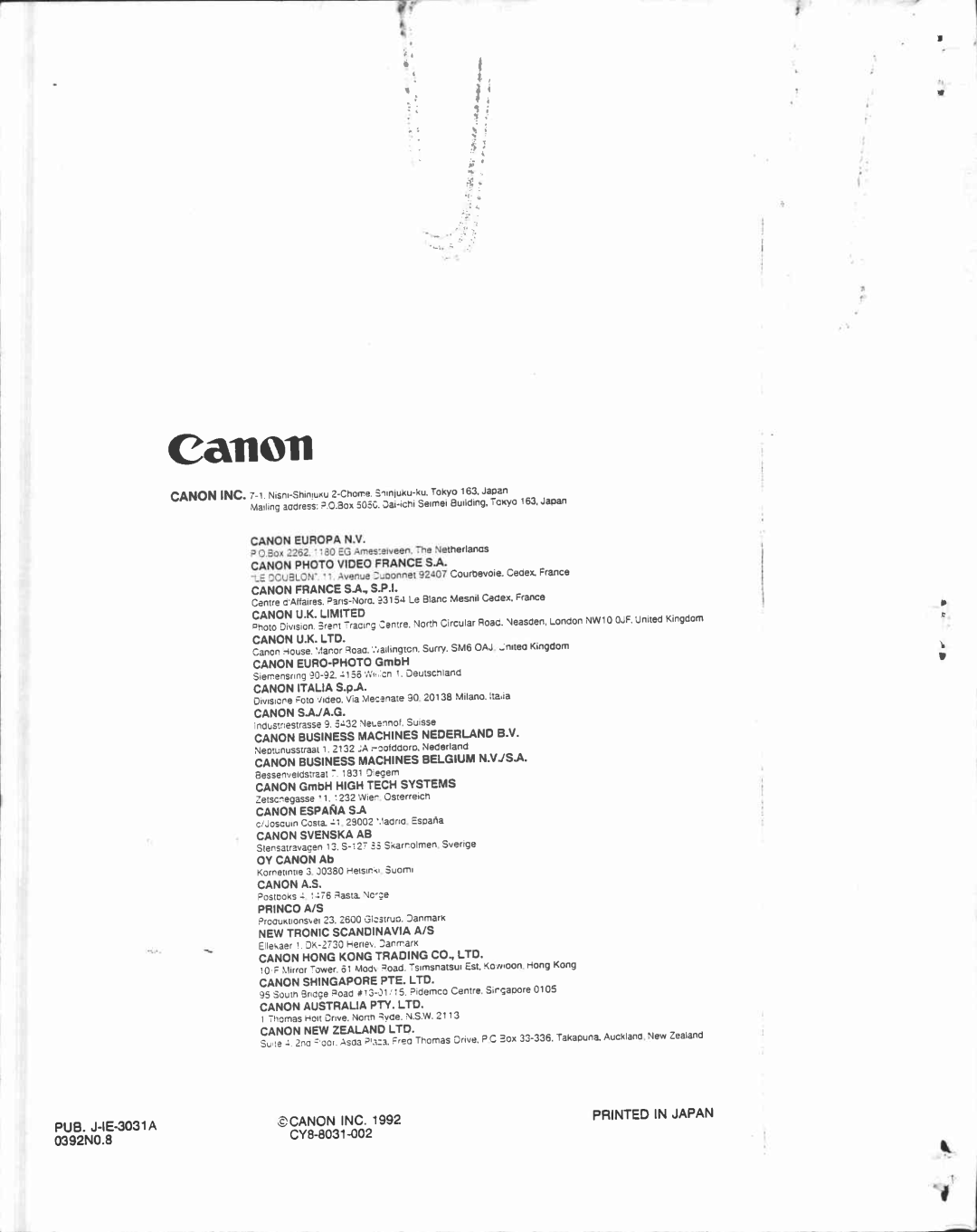 Canon RC 560 manual 