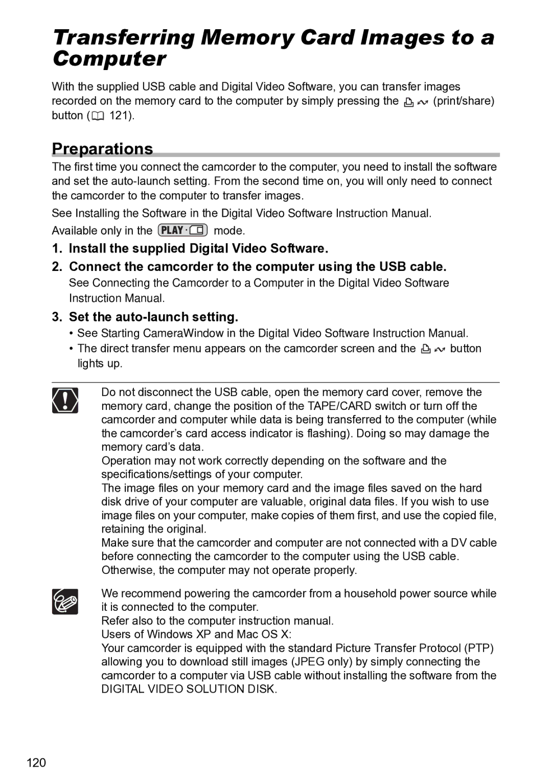 Canon S1 instruction manual Transferring Memory Card Images to a Computer, Preparations 