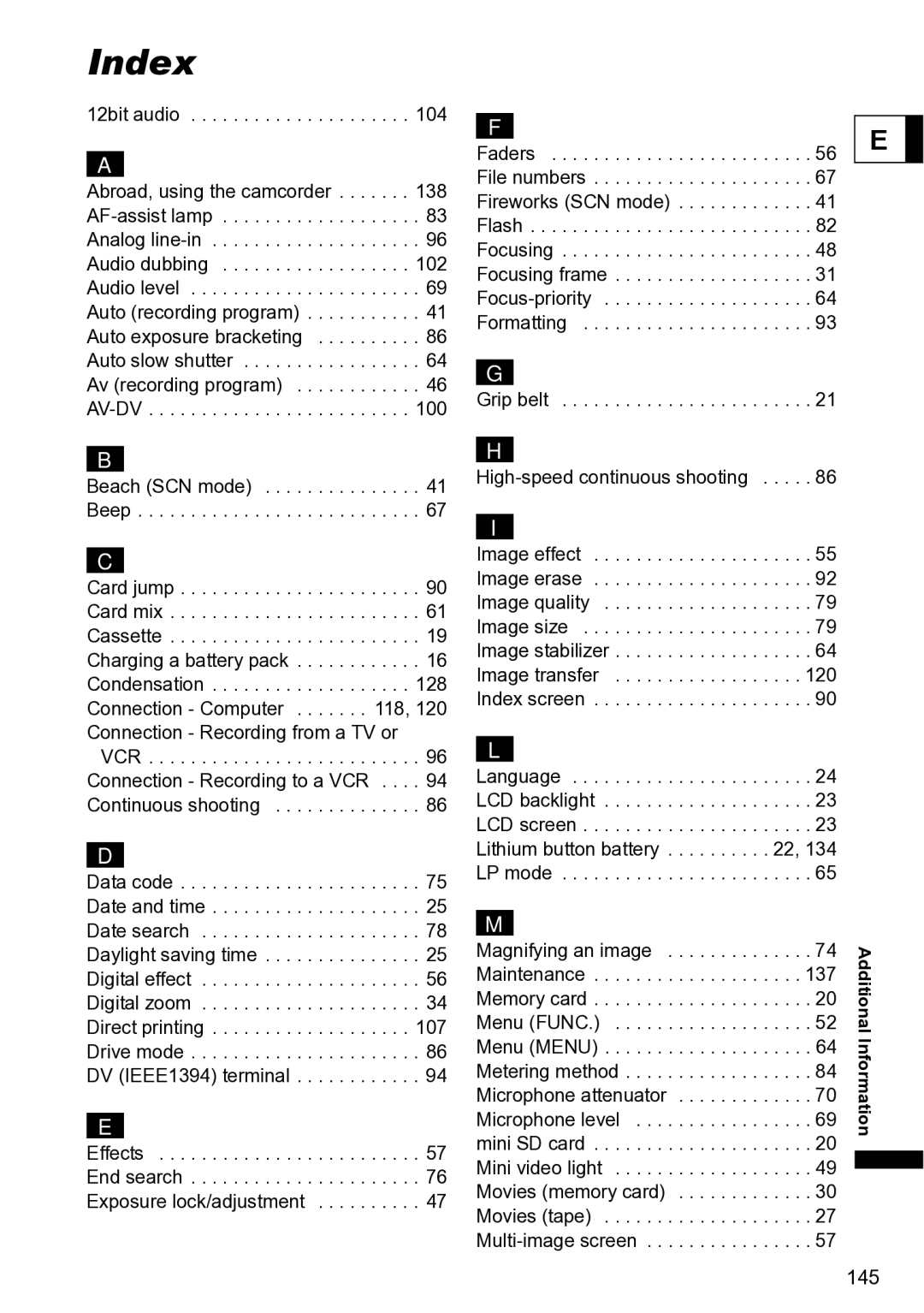 Canon S1 instruction manual Index, Grip belt 