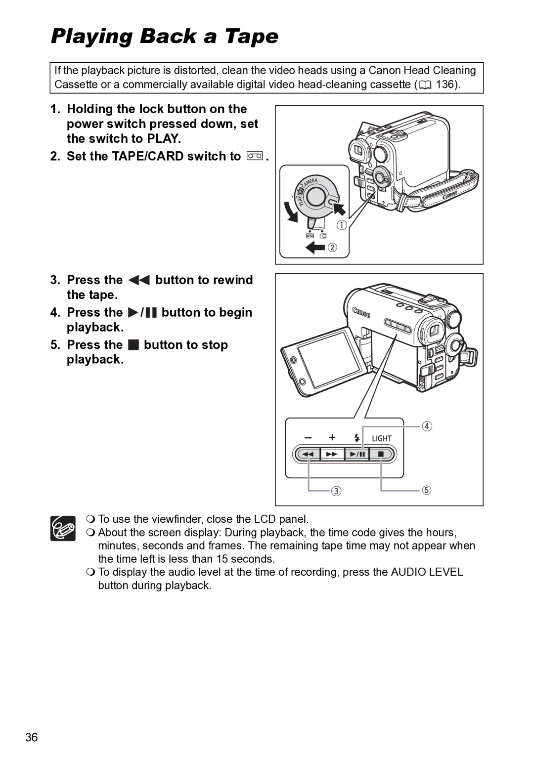 Canon S1 instruction manual PlayinglaybackBack a Tape 