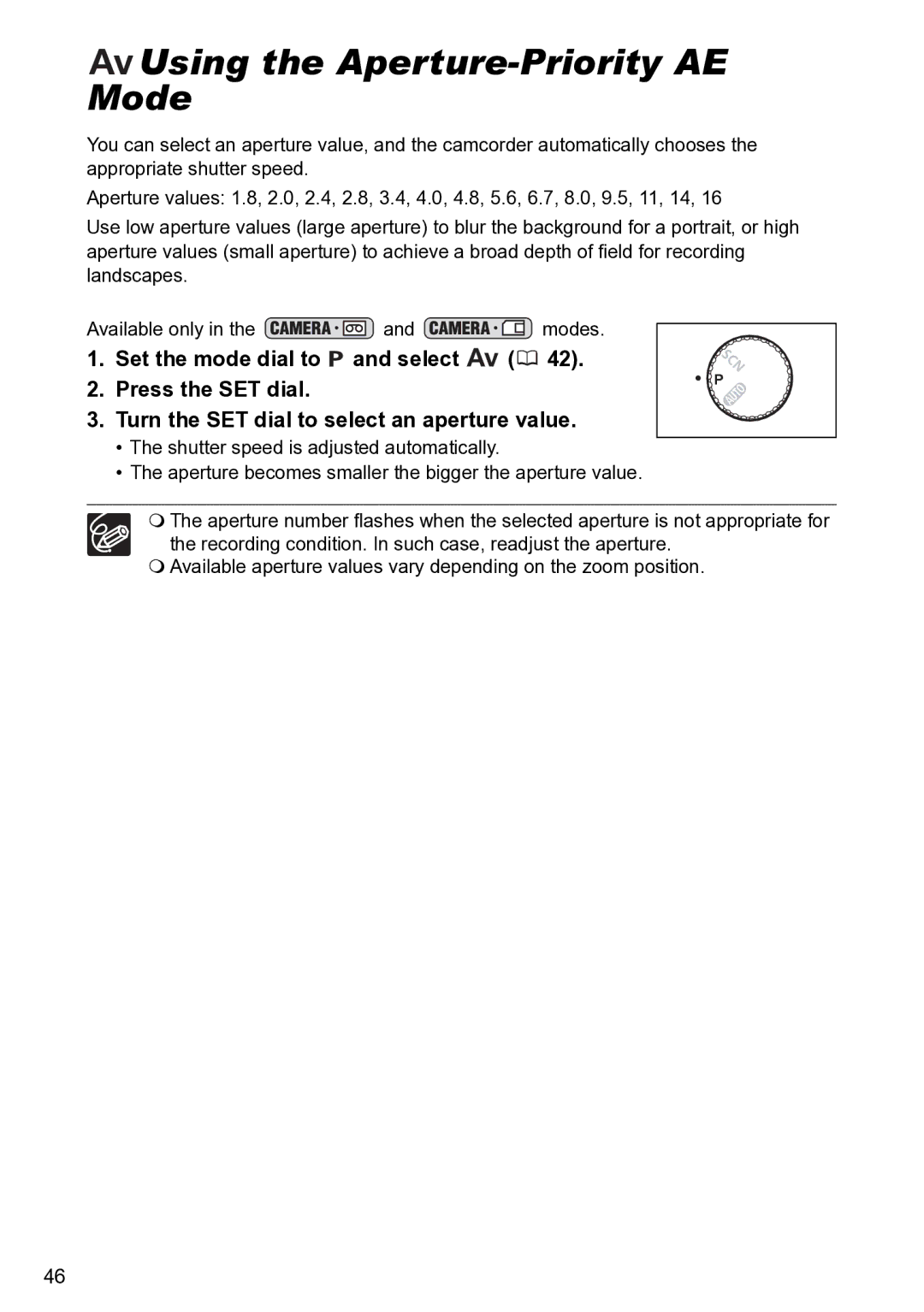 Canon S1 instruction manual Using the Aperture-Priority AE Mode 