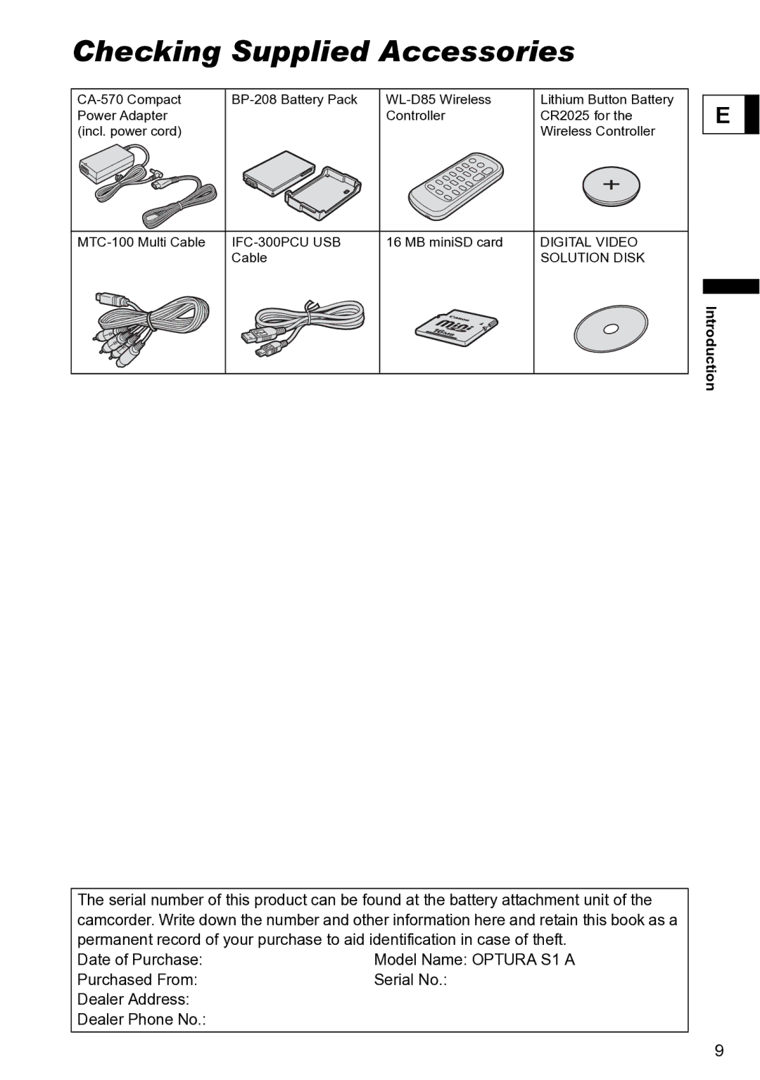 Canon S1 instruction manual Checking Supplied Accessories 