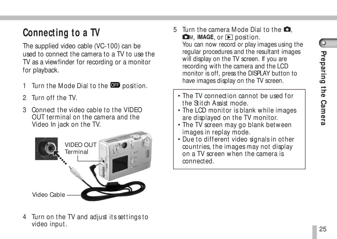 Canon S10 manual Connecting to a TV 