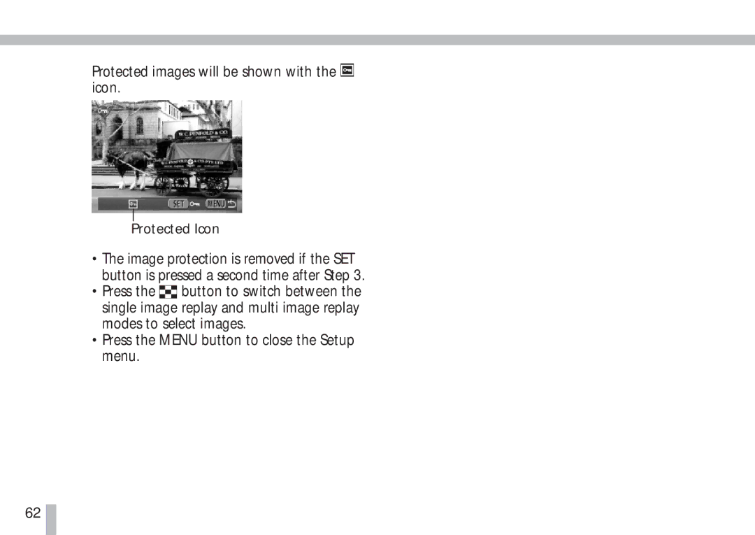 Canon S10 manual Protected images will be shown with the icon 