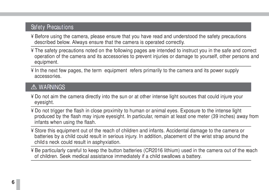 Canon S10 manual Safety Precautions 