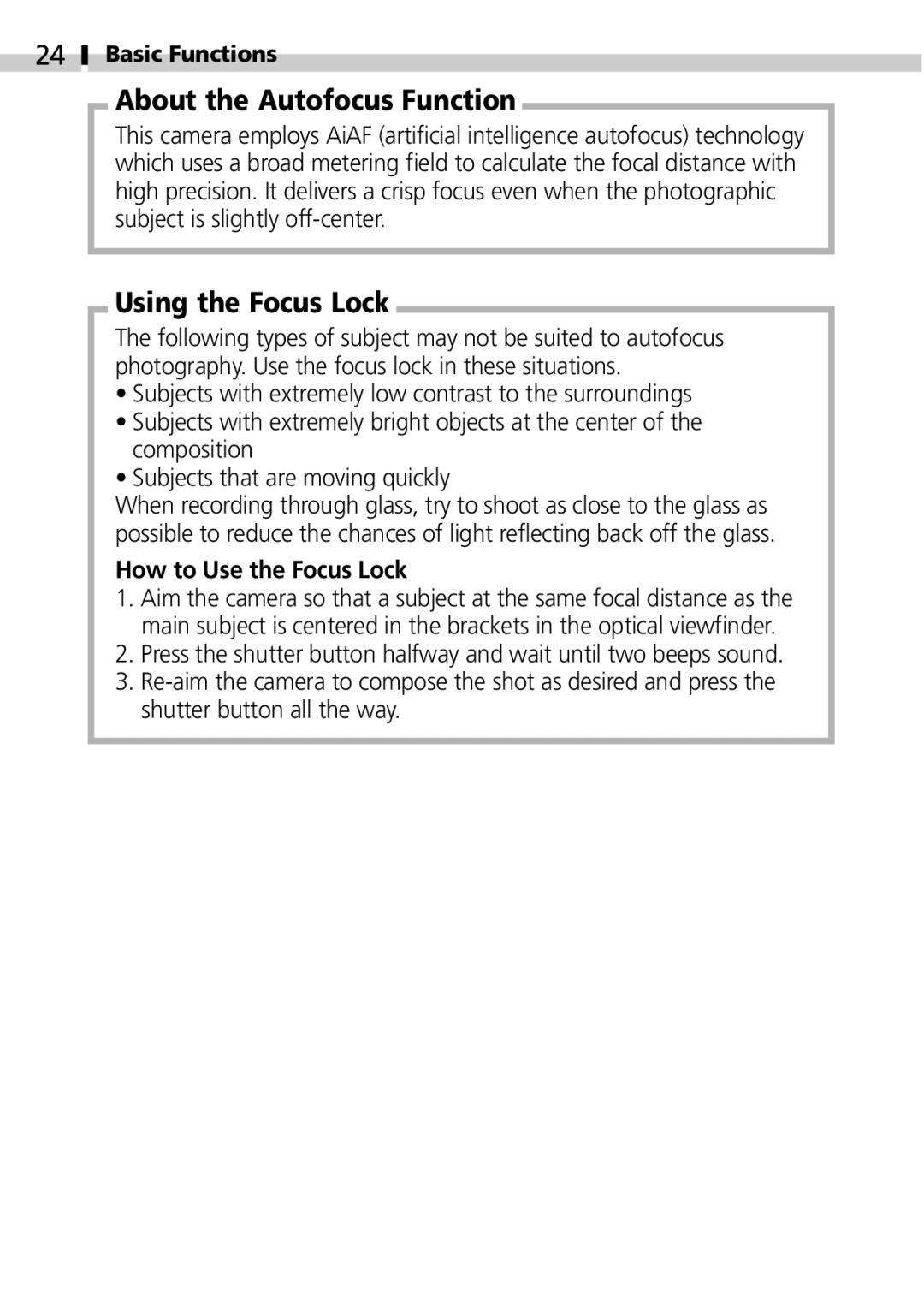 Canon S100 manual About the Autofocus Function, Using the Focus Lock 