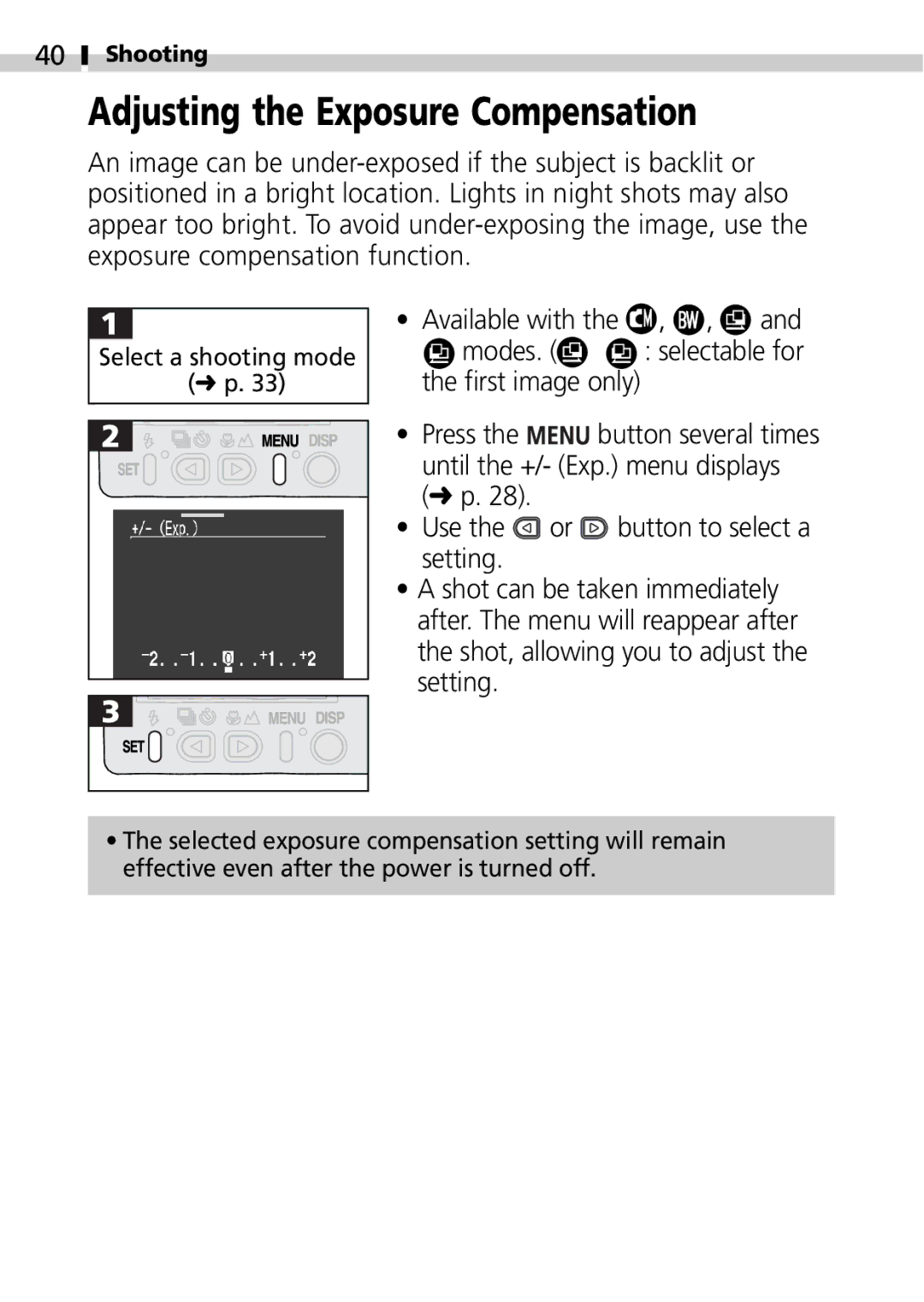 Canon S100 manual Adjusting the Exposure Compensation 