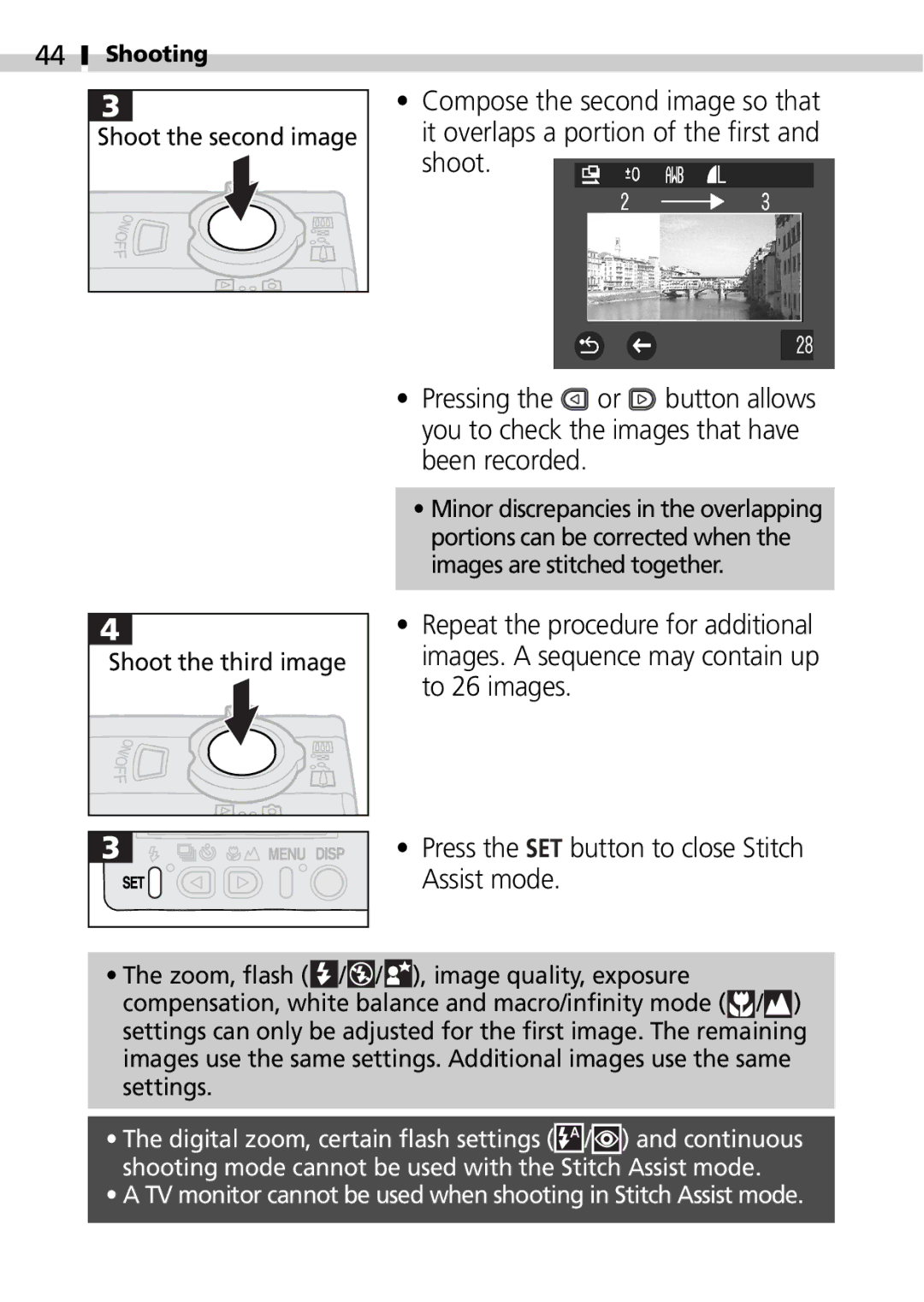 Canon S100 manual Shoot the second image Shoot the third image 