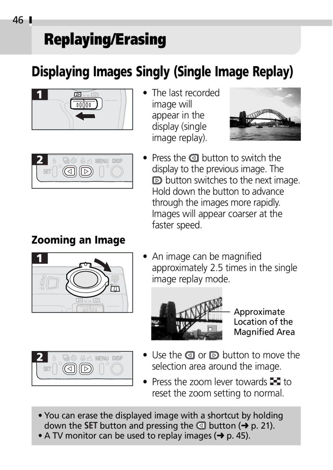 Canon S100 manual Replaying/Erasing, Zooming an Image 