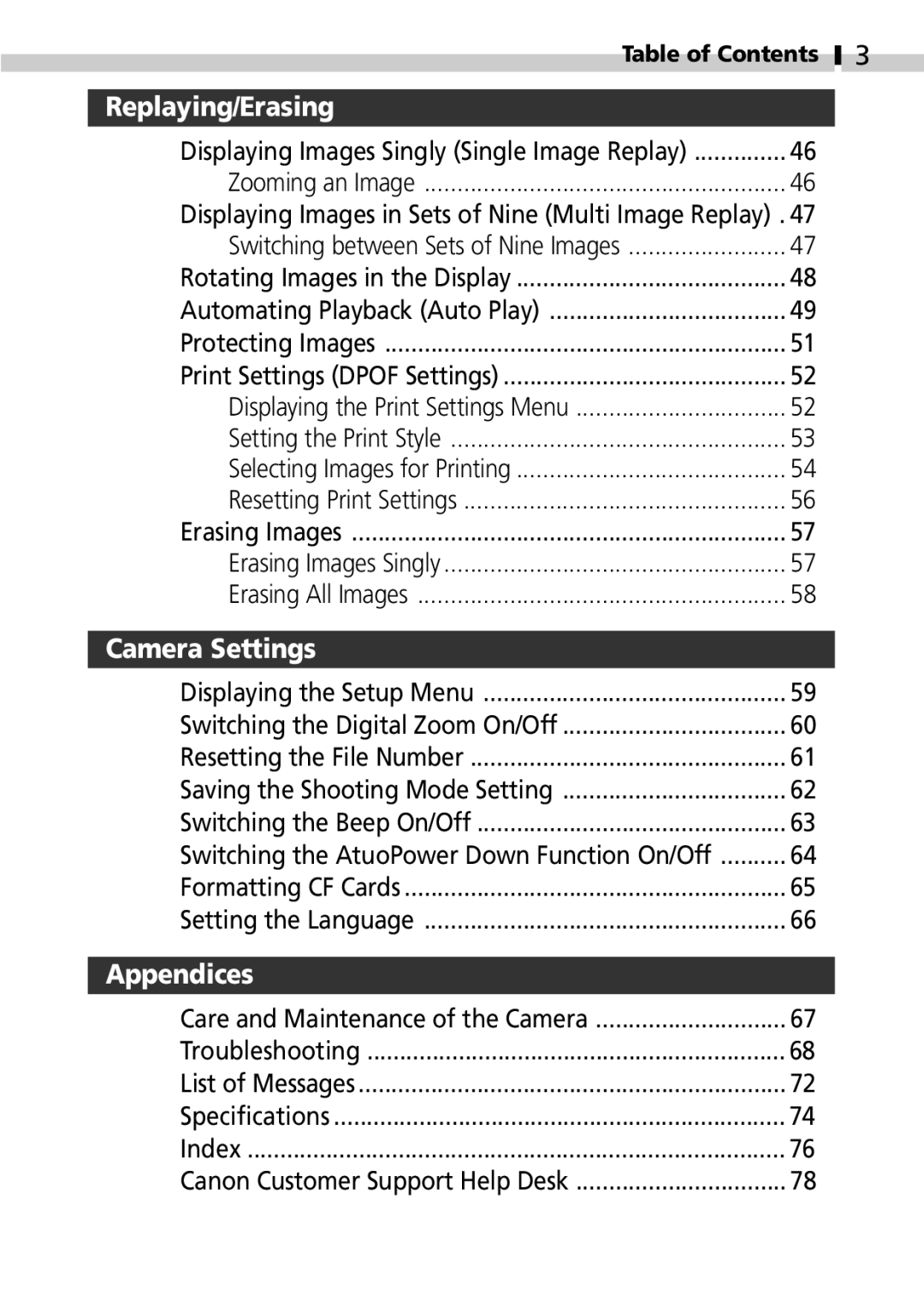 Canon S100 manual Replaying/Erasing 