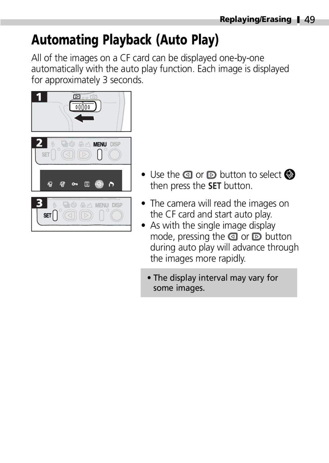 Canon S100 manual Automating Playback Auto Play, As with the single image display 