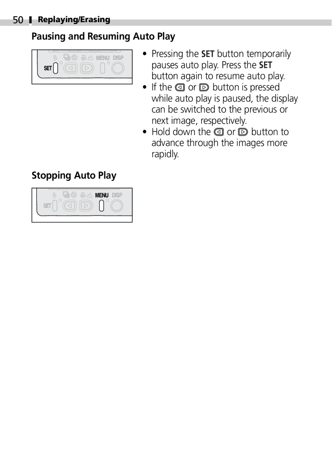 Canon S100 manual Pausing and Resuming Auto Play, Stopping Auto Play 