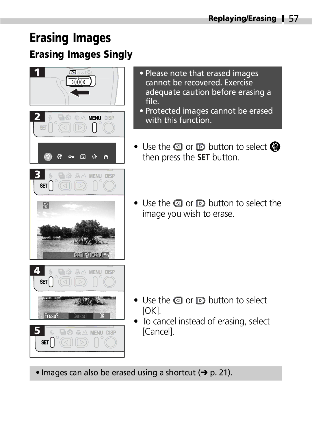 Canon S100 manual Erasing Images Singly 