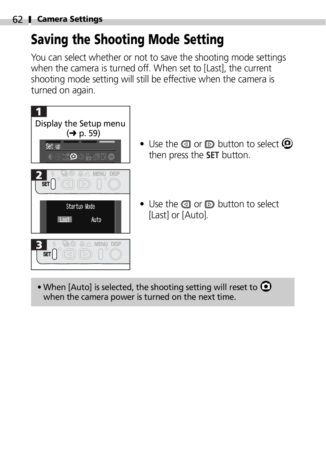 Canon S100 manual Saving the Shooting Mode Setting 