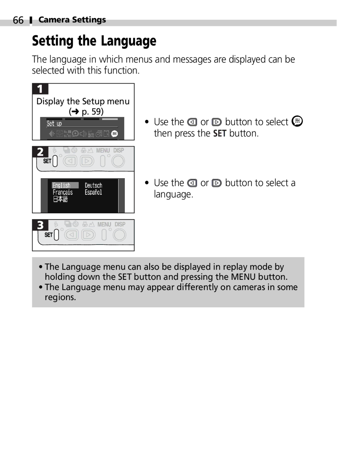 Canon S100 manual Setting the Language 