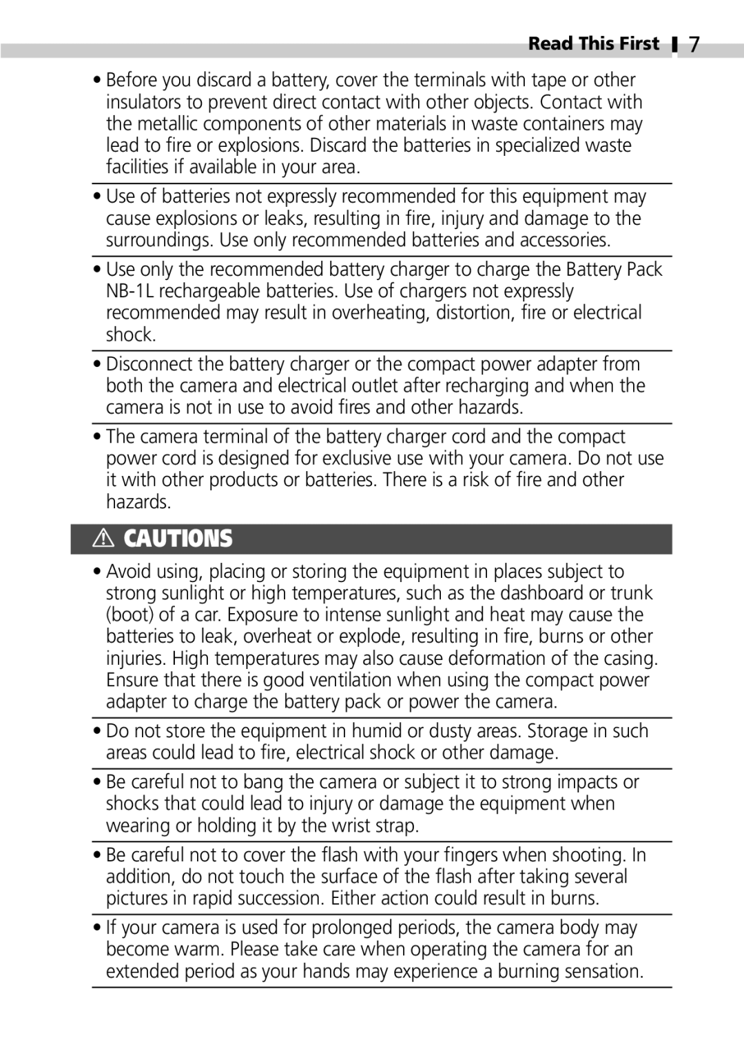 Canon S100 manual Read This First 