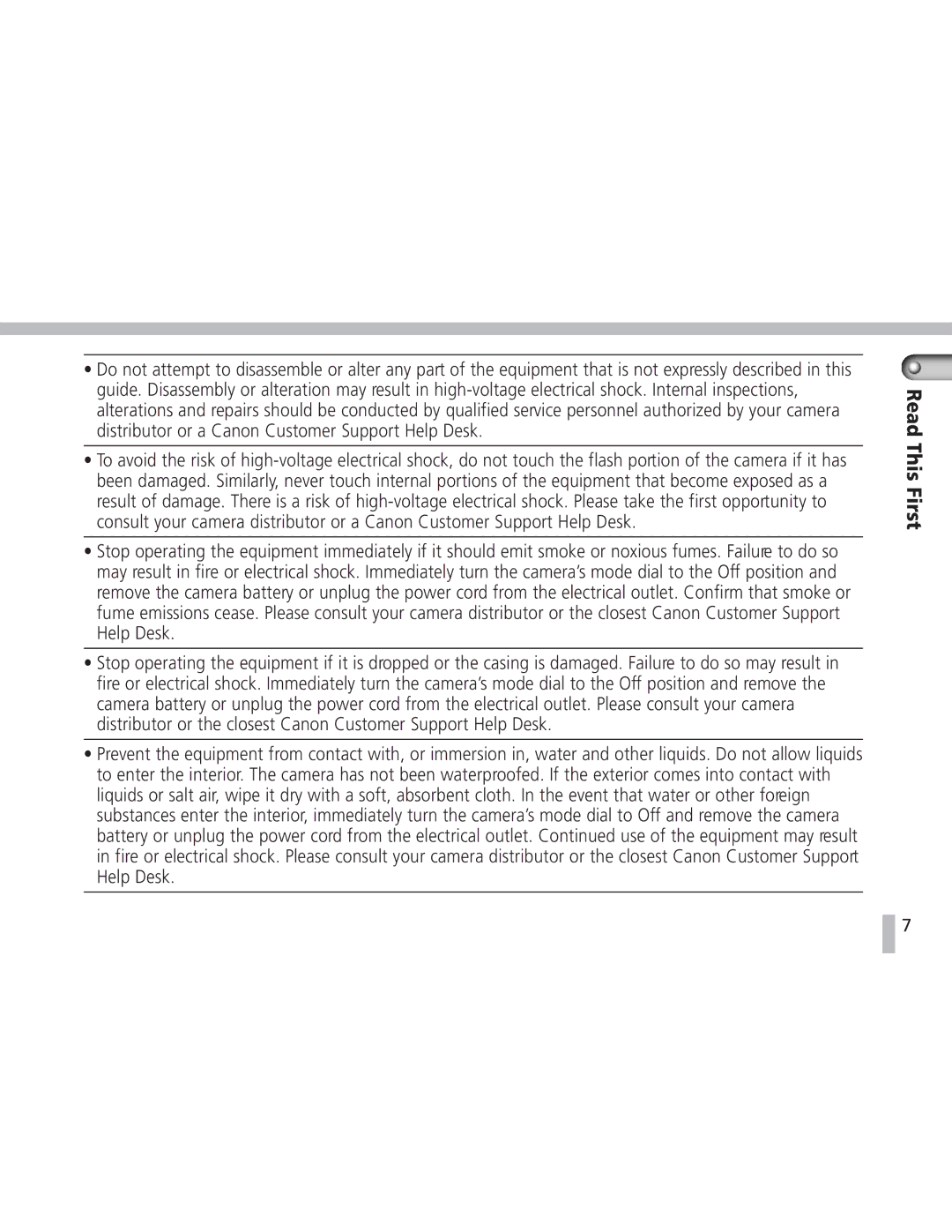 Canon S20 operating instructions Read This First 