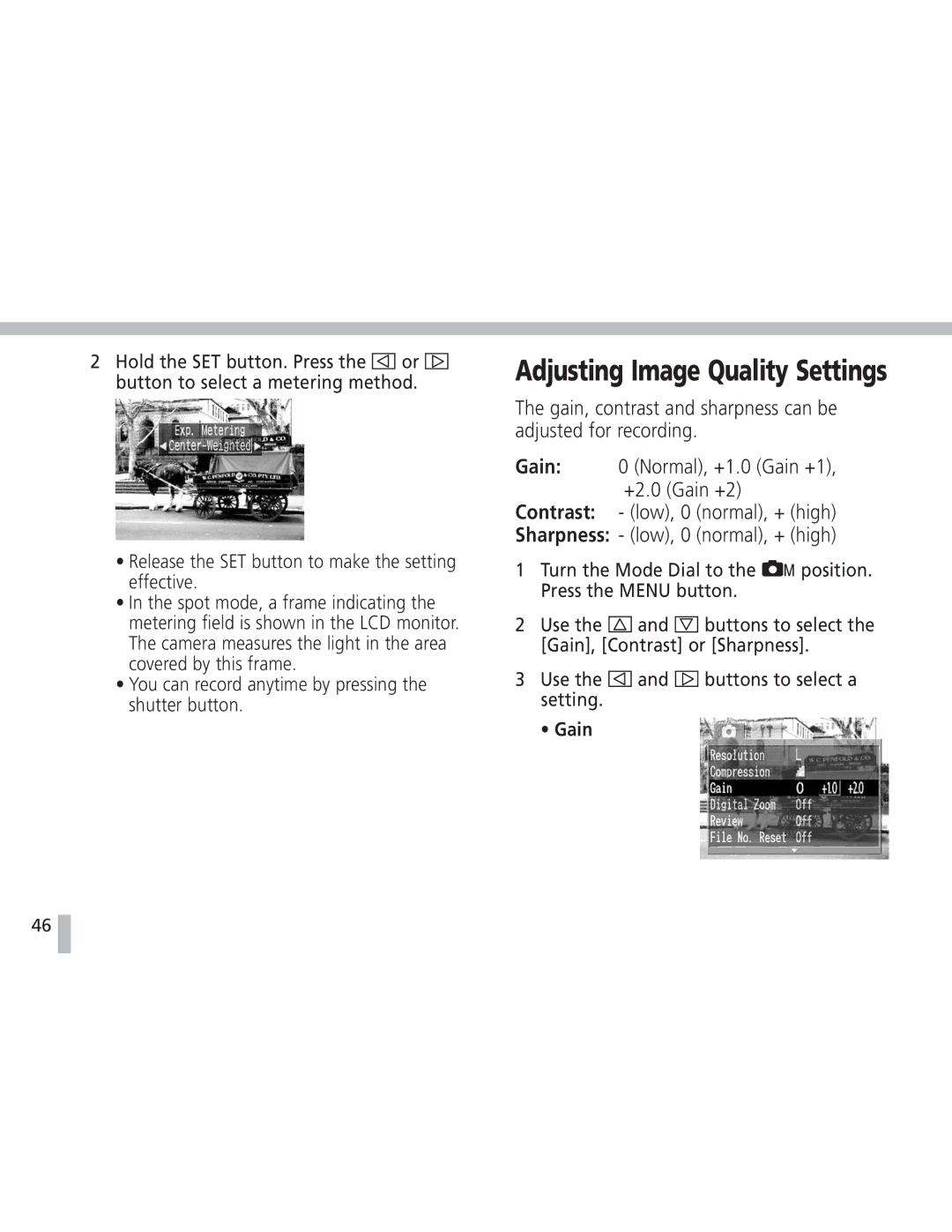 Canon S20 operating instructions Adjusting Image Quality Settings 