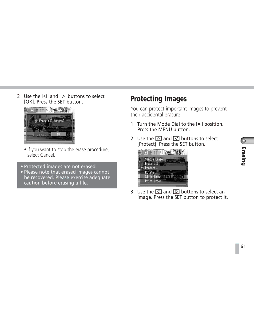 Canon S20 operating instructions Protecting Images 