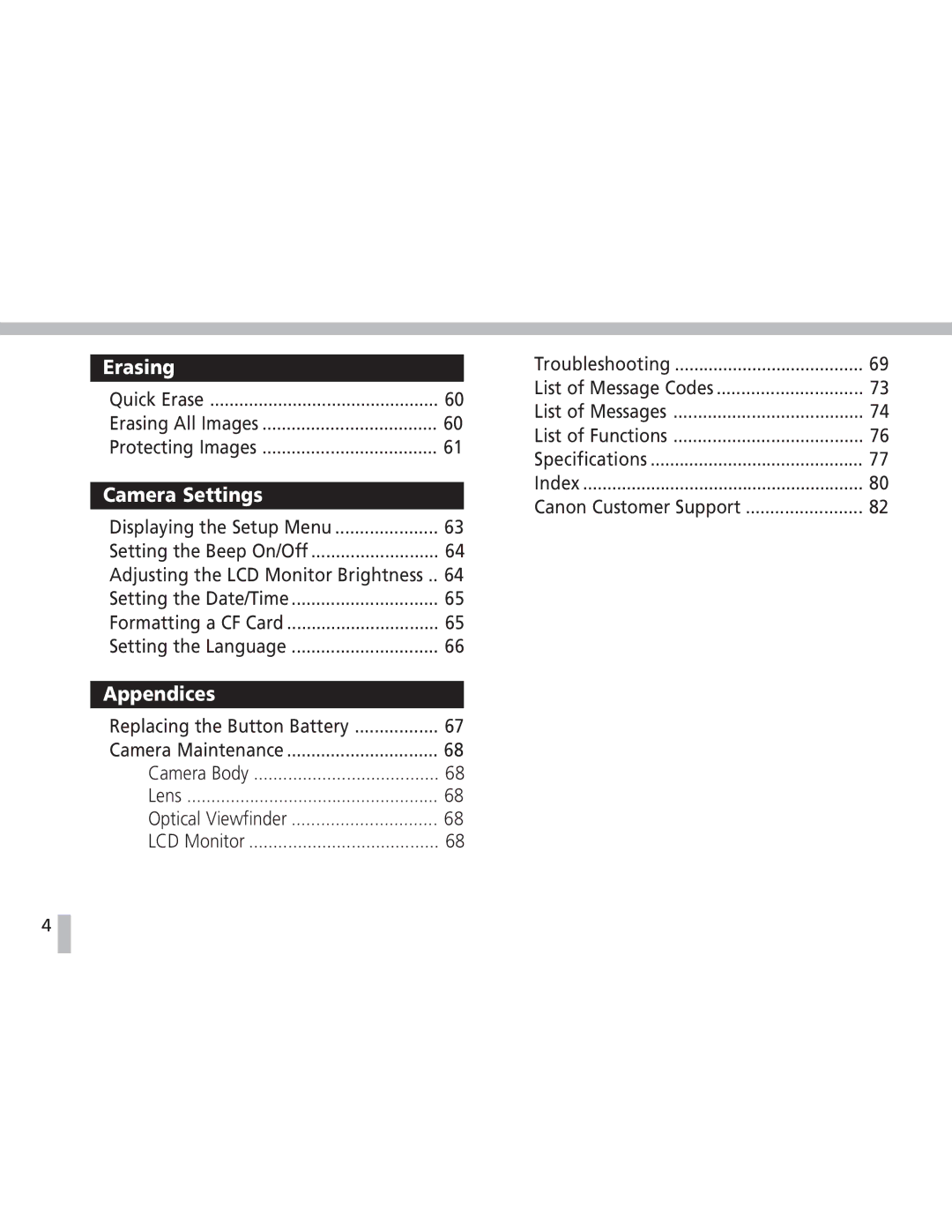 Canon S20 operating instructions Erasing 