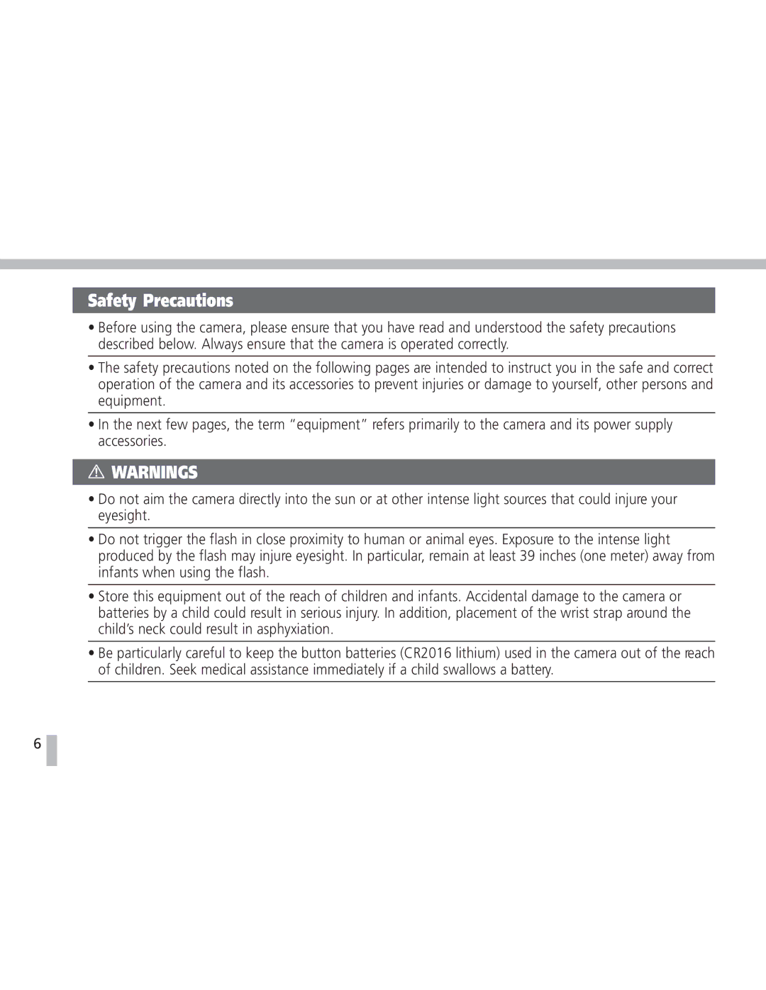 Canon S20 operating instructions Safety Precautions 