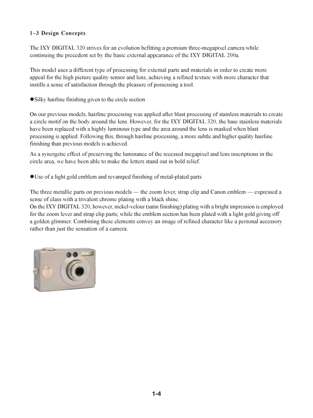 Canon S230 manual Design Concepts 