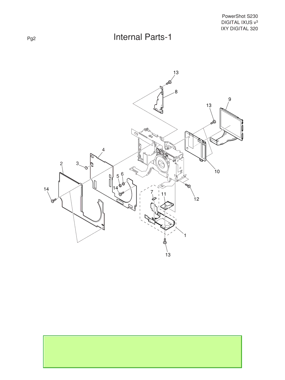 Canon S230 manual Internal Parts-1 