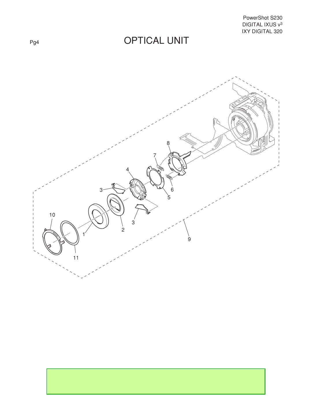 Canon S230 manual Optical Unit 