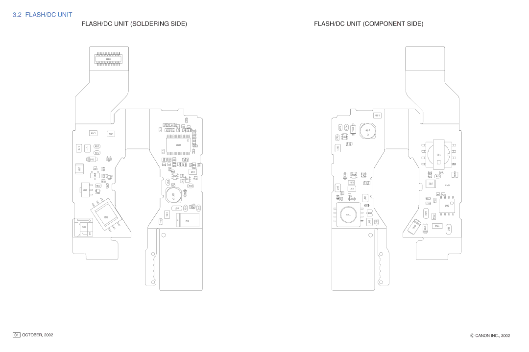 Canon S230 manual FLASH/DC Unit Soldering Side FLASH/DC Unit Component Side 