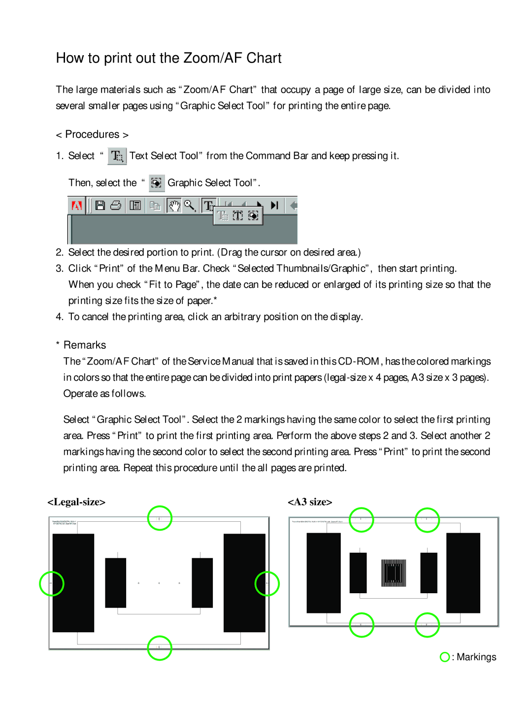 Canon S230 manual How to print out the Zoom/AF Chart 