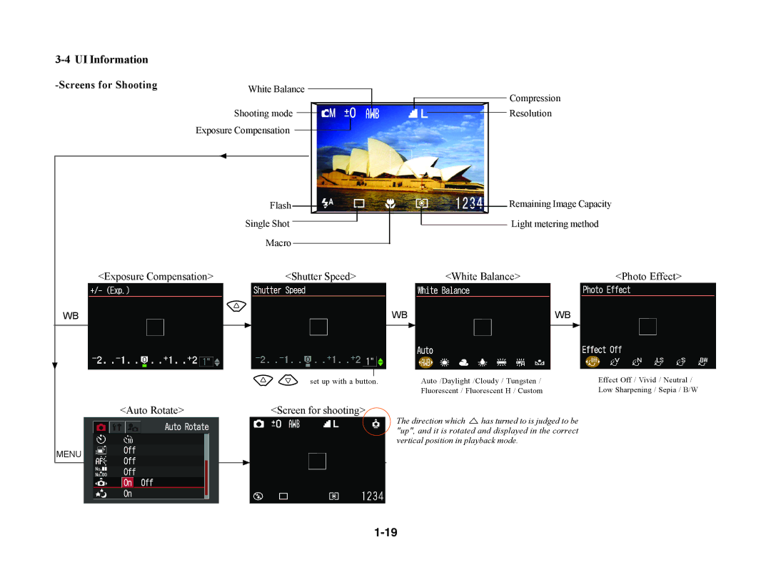 Canon S230 manual UI Information, Screens for Shooting 