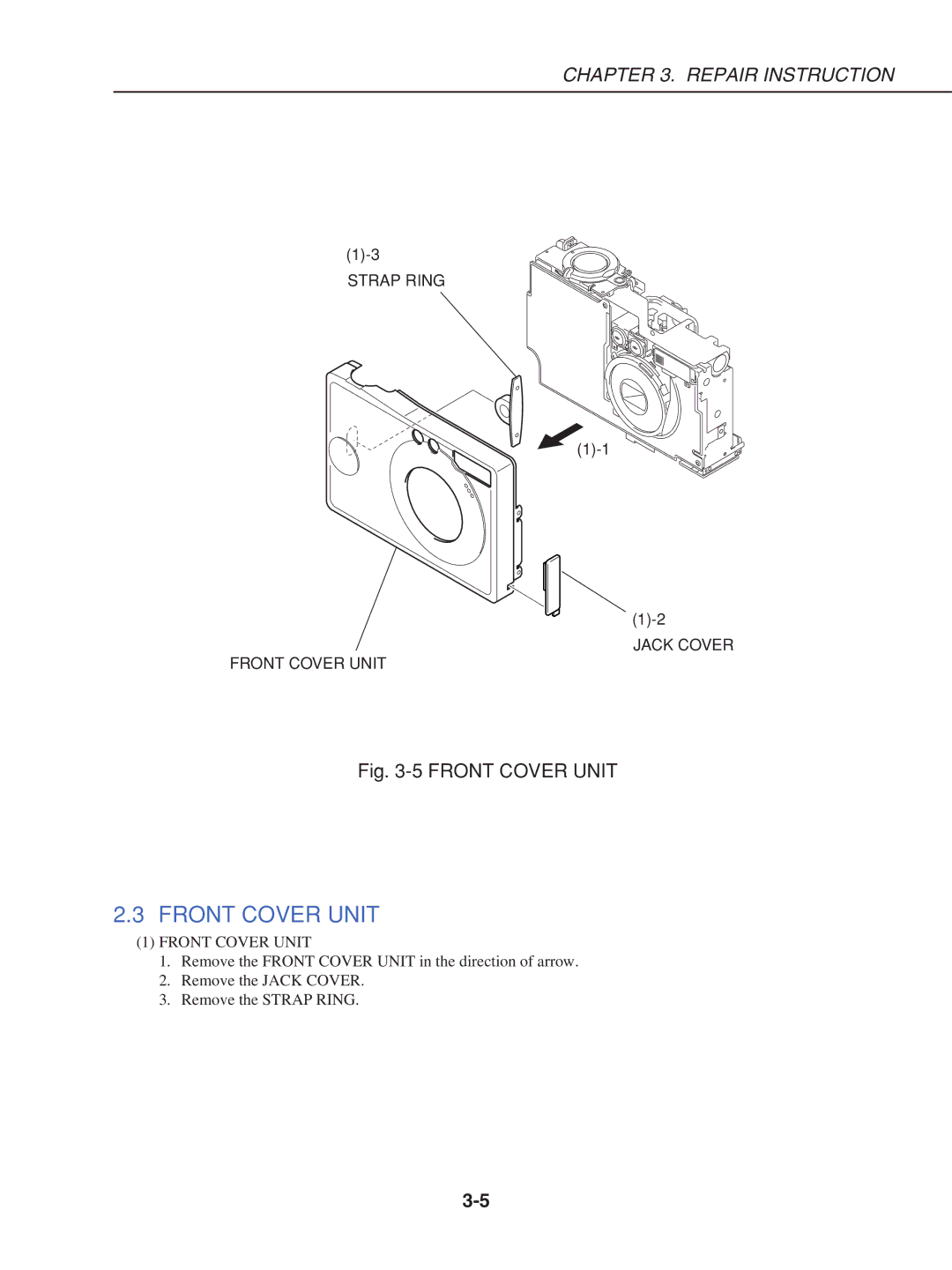 Canon S230 manual Front Cover Unit 