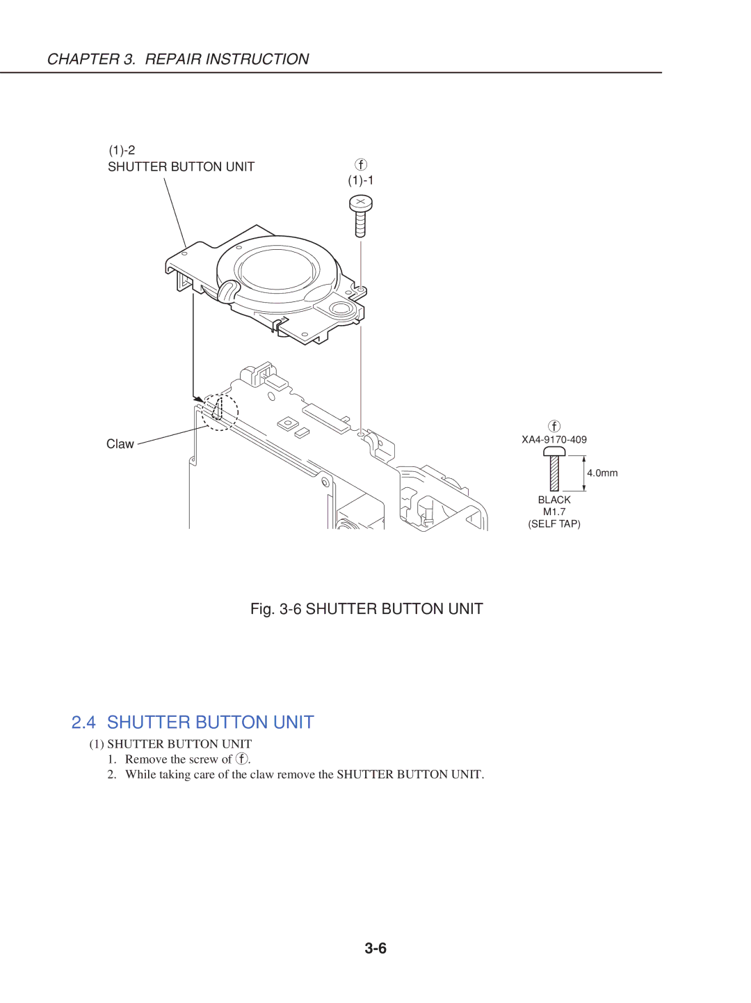 Canon S230 manual Shutter Button Unit 