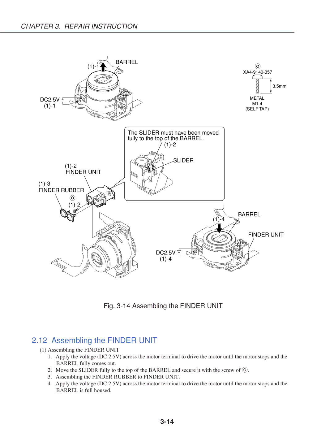 Canon S230 manual Assembling the Finder Unit, Barrel 