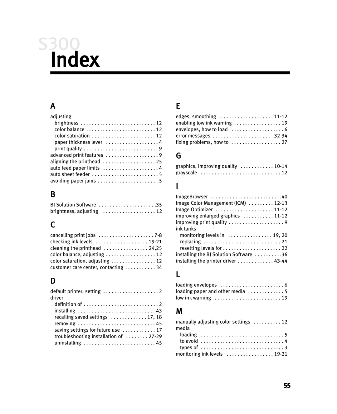 Canon S300 manual Index 