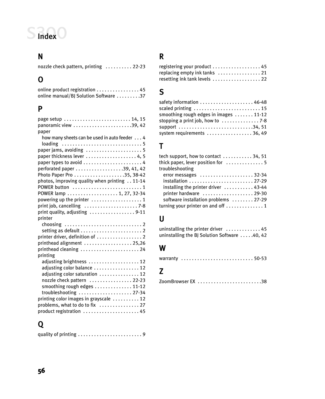 Canon S300 manual Index 