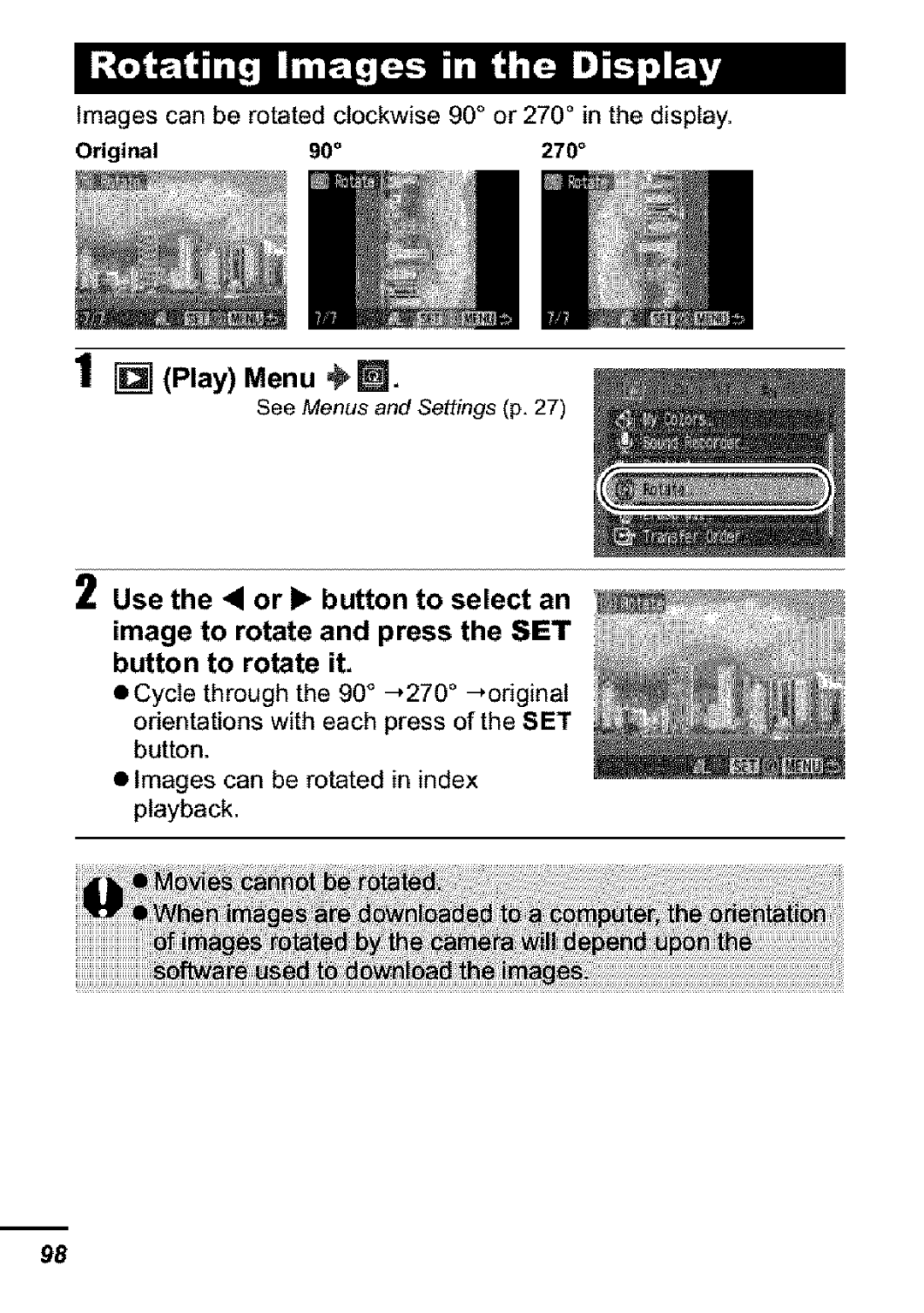 Canon S31S appendix Play Menu 