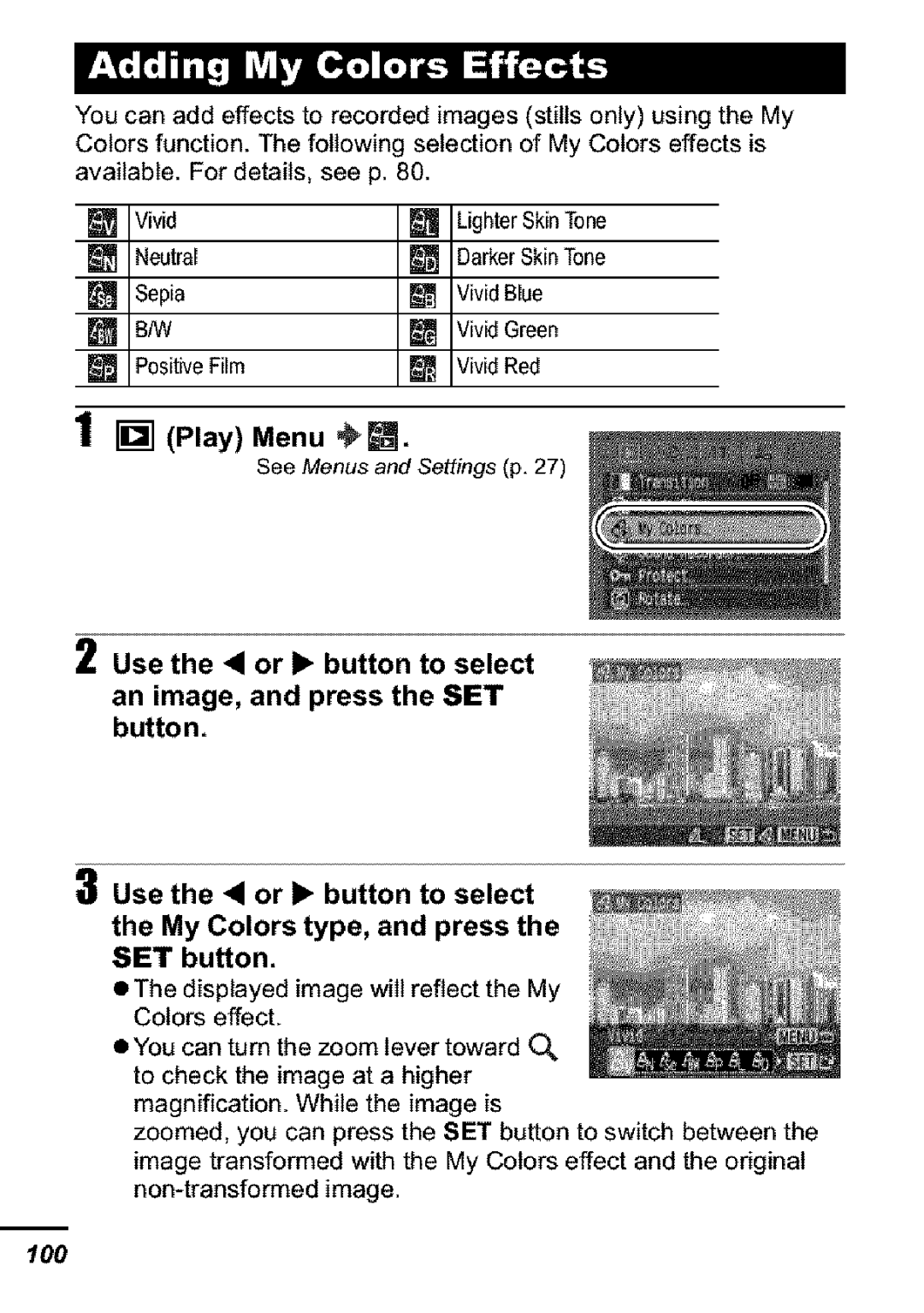 Canon S31S appendix Play Menu @ 