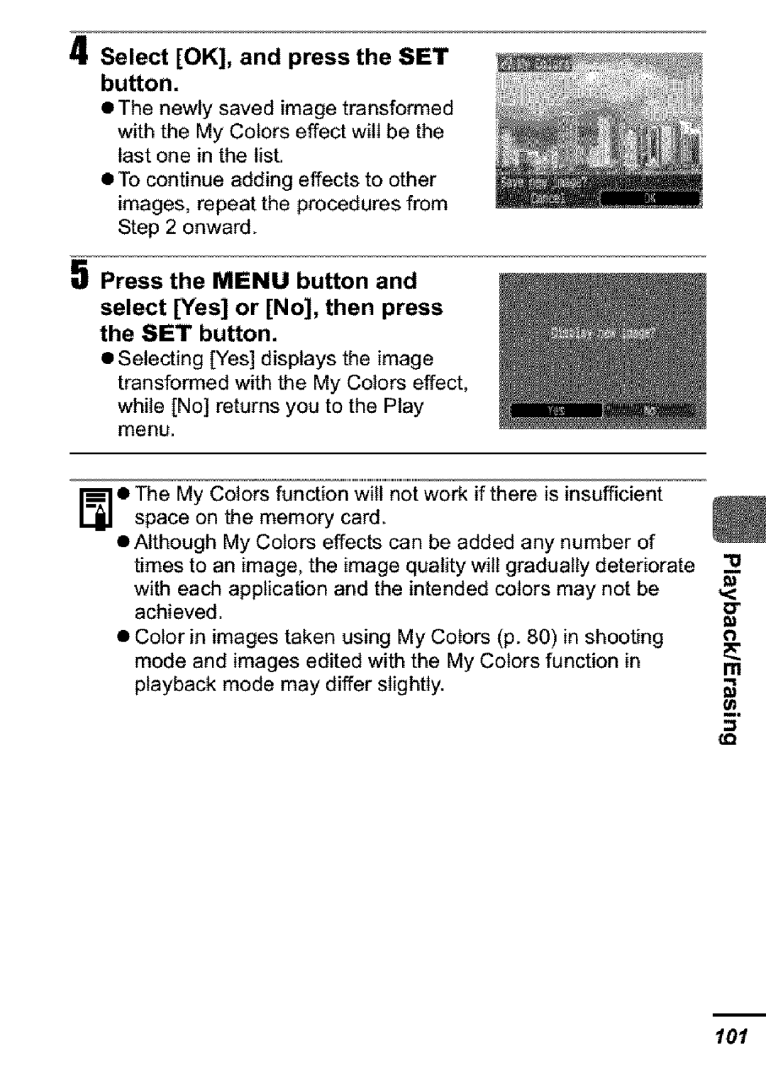 Canon S31S appendix Select OK, and press the SET button 